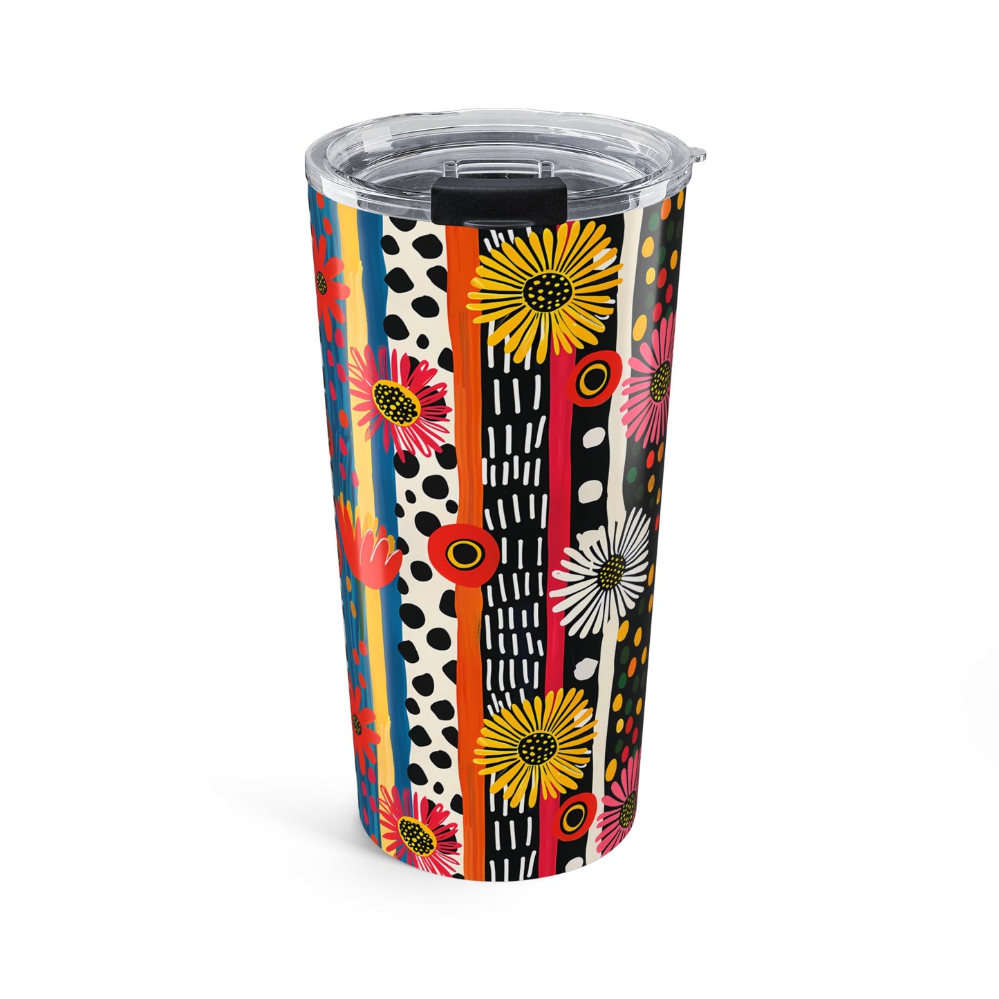 Striped Daisy Play Insulated Tumbler - 20 oz. Stainless Steel, Glossy Finish