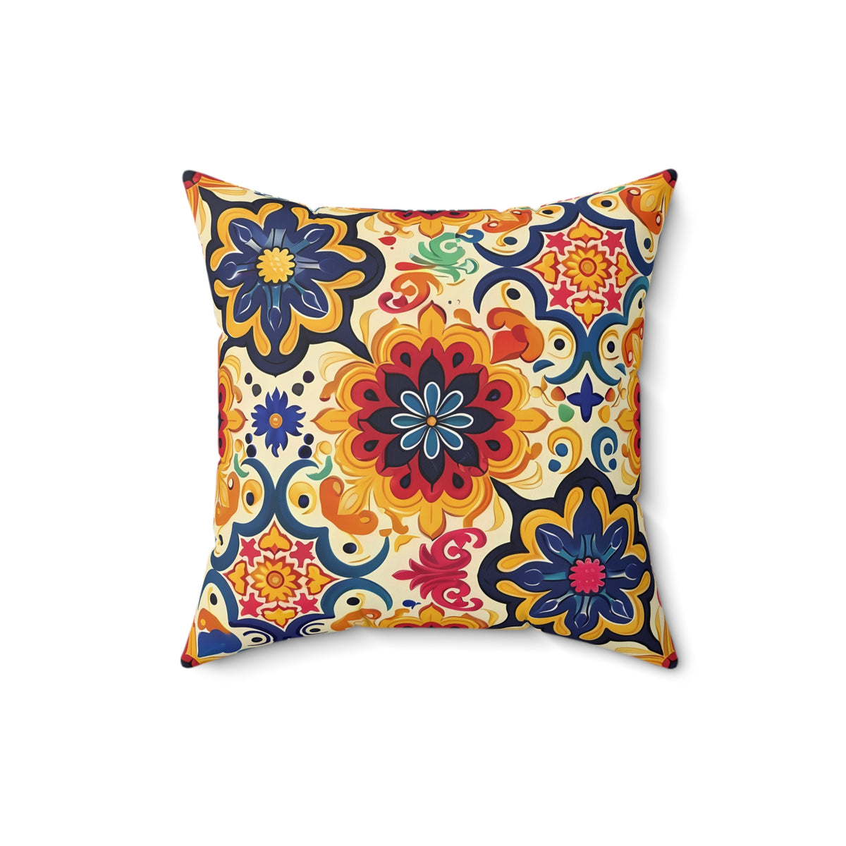Moorish Mosaic Majesty Square Throw Pillow - Spun Polyester - Double-Sided Print - Concealed Zipper - Available in 7 sizes