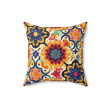 Moorish Mosaic Majesty Square Throw Pillow - Spun Polyester - Double-Sided Print - Concealed Zipper - Available in 7 sizes