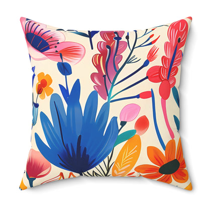 Happy Heartfelt Blooms Square Throw Pillow - Spun Polyester - Double-Sided Print - Concealed Zipper - Available in 4 sizes