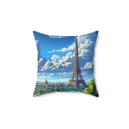 Parisian Eiffel Tower Dreamscape Square Throw Pillow - Spun Polyester - Double-Sided Print - Concealed Zipper - Available in 7 sizes