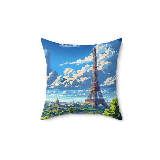 Parisian Eiffel Tower Dreamscape Square Throw Pillow - Spun Polyester - Double-Sided Print - Concealed Zipper - Available in 7 sizes