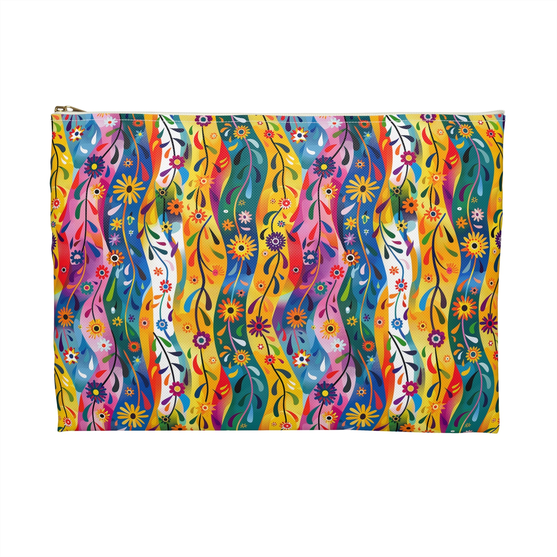 Floral Rhythms Accessory Pouch - Dance Through Your Day with Floral Rhythms Flair! Available in 2 sizes.