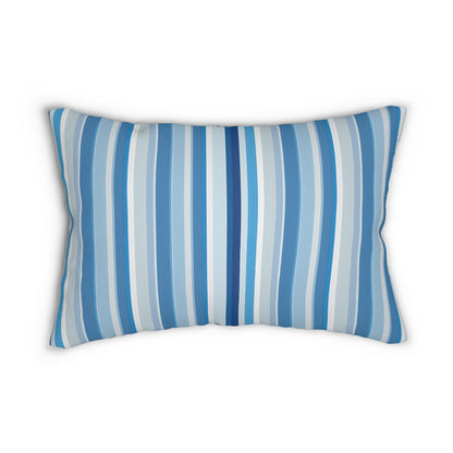 Shades of Light Blue Stripes Lumbar Pillow - Spun Polyester - 20" x 14" - The Square Throw Pillow's Matching Mate.