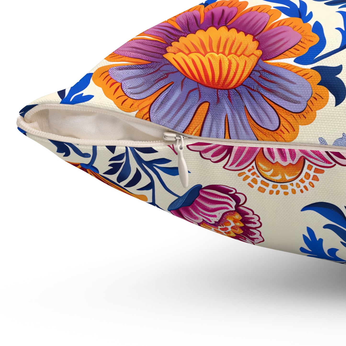 Regal Blossom Square Throw Pillow - Spun Polyester - Double-Sided Print - Concealed Zipper - Available in 7 sizes