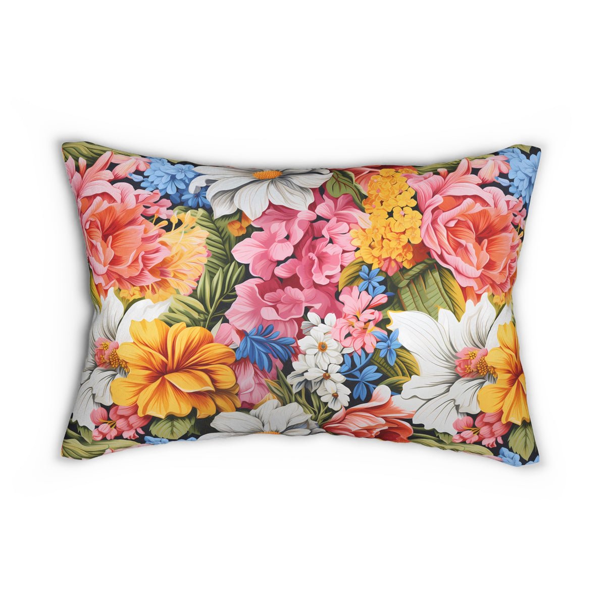 Chic Floral Lumbar Pillow - Spun Polyester - Double-Sided Print - Concealed Zipper - 20 x 14
