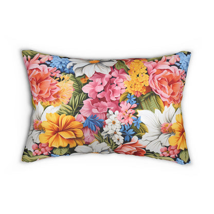 Chic Floral Lumbar Pillow - Spun Polyester - Double-Sided Print - Concealed Zipper - 20 x 14