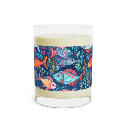 Fun Fish 100% Soy Wax Scented Candle - 11 oz. Full-Glass, Phthalate-Free & Lead-Free - Three Fragrance Options