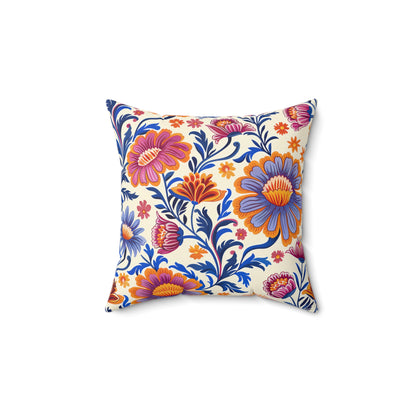 Regal Blossom Square Throw Pillow - Spun Polyester - Double-Sided Print - Concealed Zipper - Available in 7 sizes