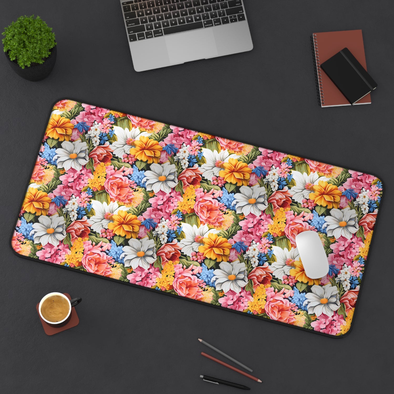Chic Floral Desk Mat (Desk Pad) - Bring Pastel Floral Softness and Nature to Your Desktop. Available in 3 sizes.