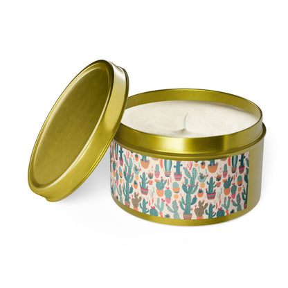 Desert Bloom Boom Tin Candle. Desert Blooms in a Tin. Available in 2 sizes, 3 finishes, and 5 scents.