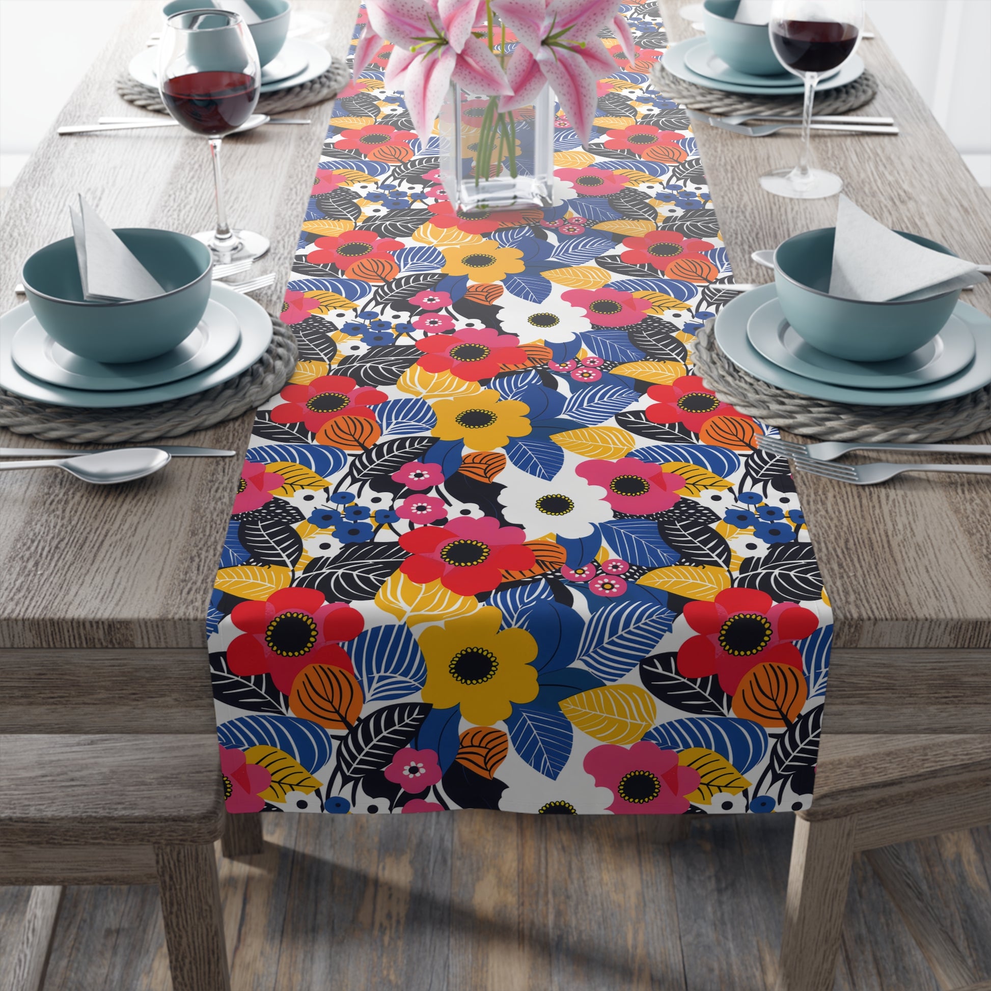 Blossom Burst Table Runner - Brighten Your Table with a Blossom Burst of Style! Available in 2 sizes.
