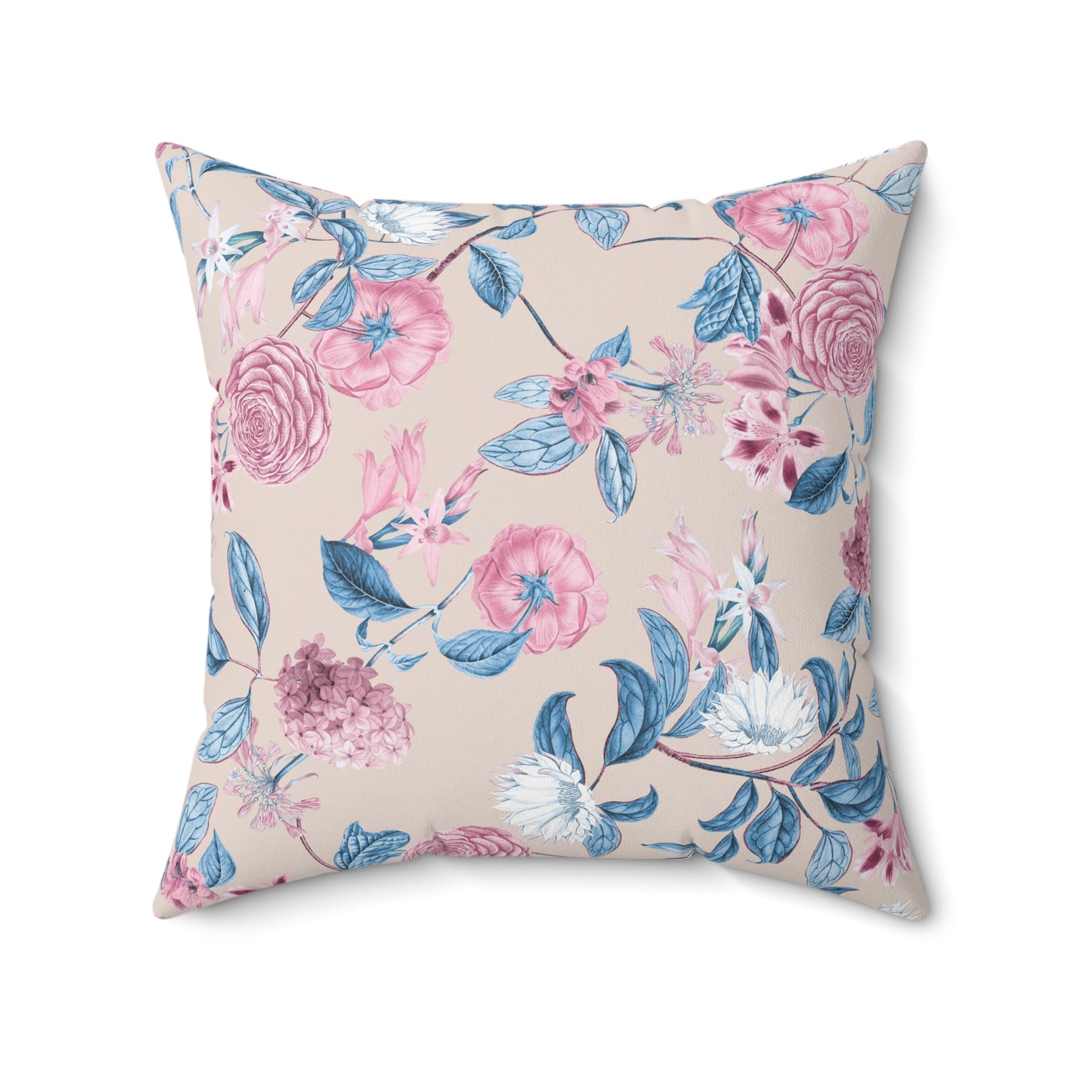 Blush Bloom Serenity Square Throw Pillow - Spun Polyester - Double-Sided Print - Concealed Zipper - Available in 4 sizes.