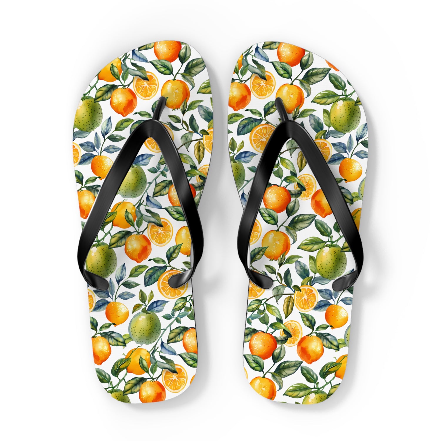 Lively Lemon-Lime Delight Flip Flops. 5/8" Thick Comfortable Summer or Winter Gym/Sauna Footwear for Men and Women.