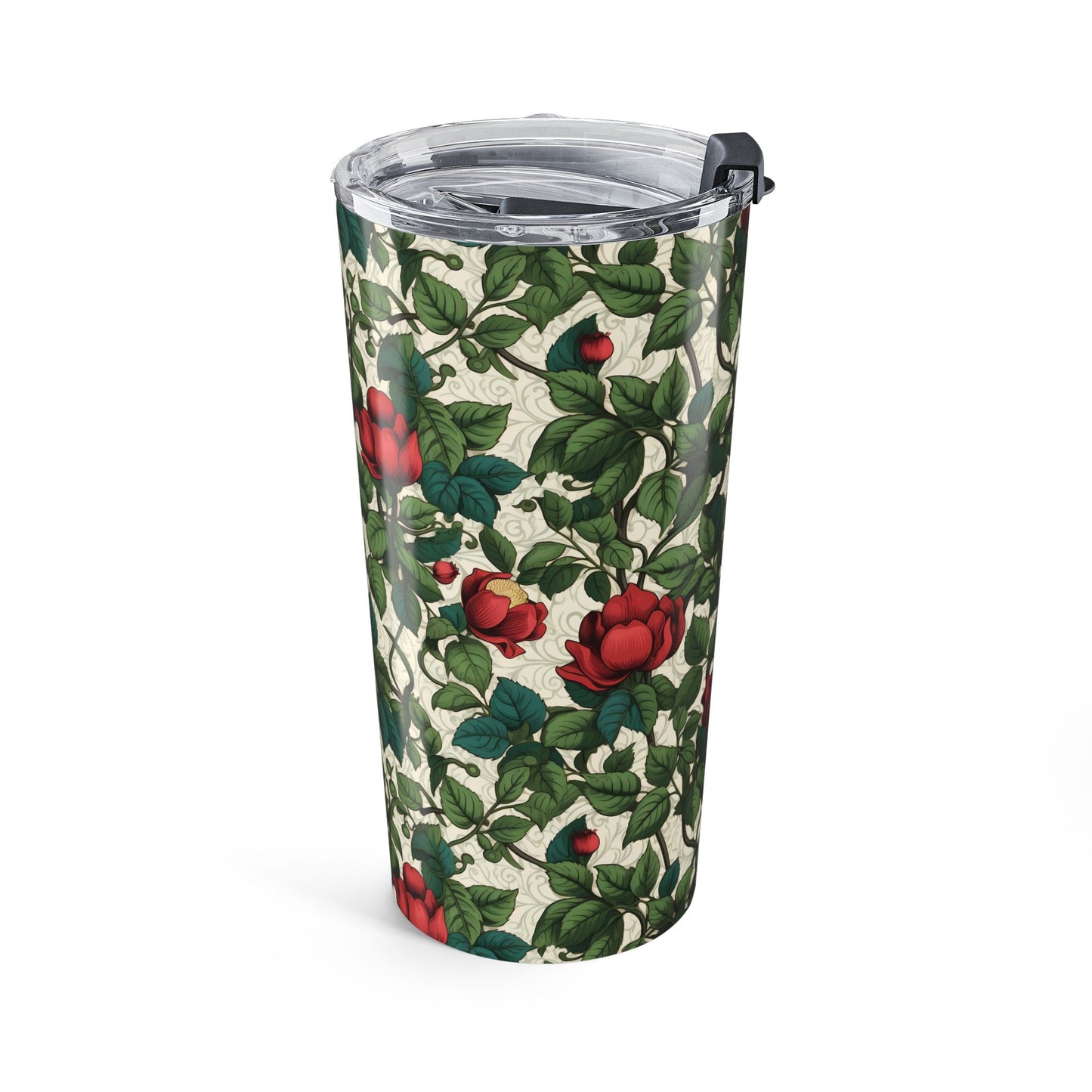 Classic Red Rose & Vine Insulated Tumbler - 20 oz. Stainless Steel, Glossy Finish