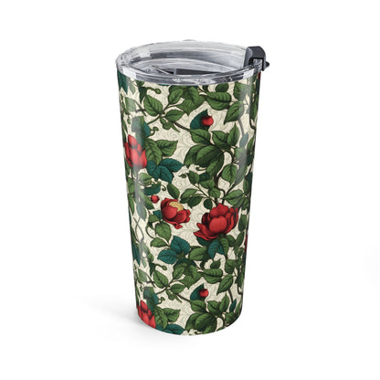 Classic Red Rose & Vine Insulated Tumbler - 20 oz. Stainless Steel, Glossy Finish