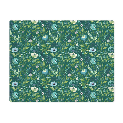 Serene Green Floral Placemat - 18" x 14".