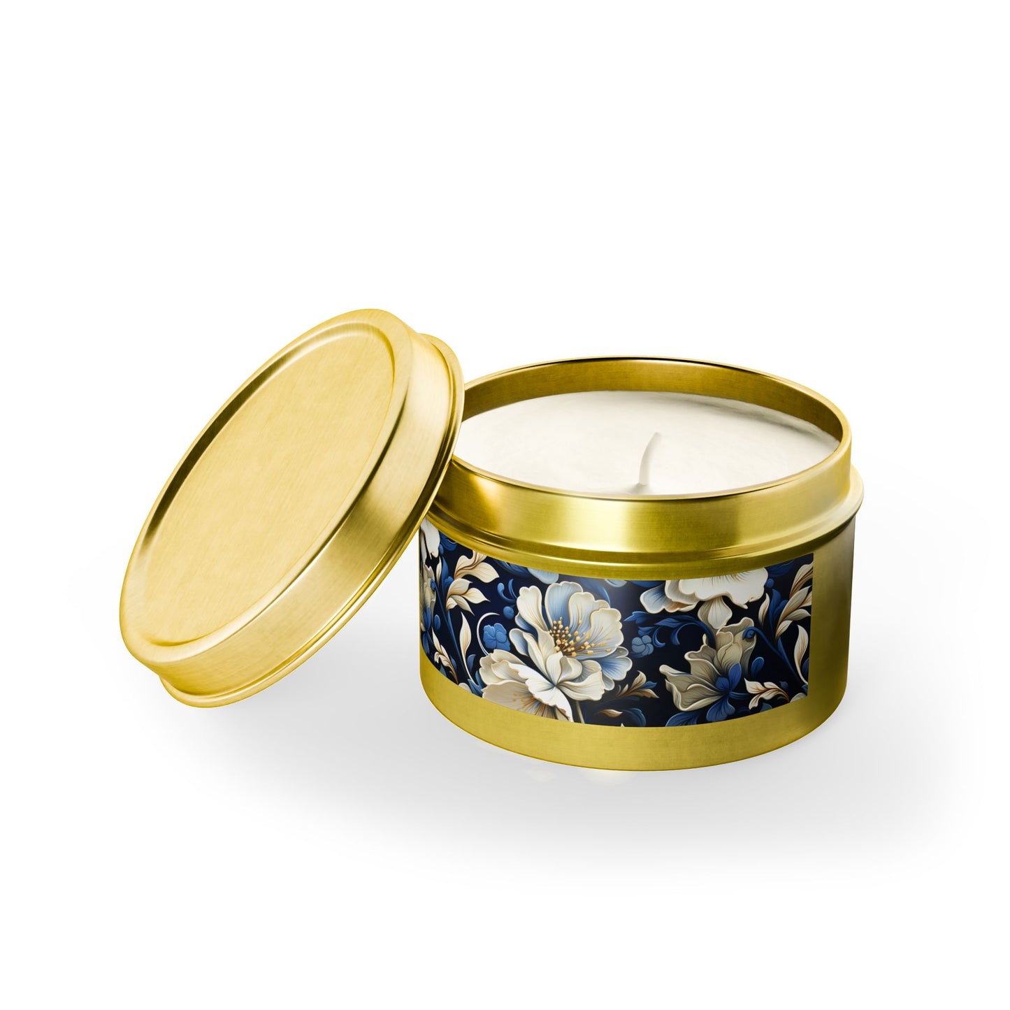 Whitman Floral Tin Candle. A Poet's Garden in a Tin. Available in 2 sizes, 3 finishes, and 5 scents.