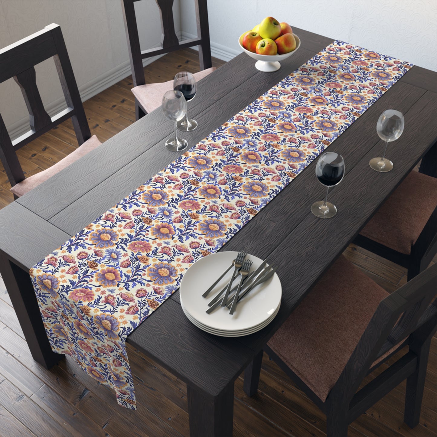 Regal Blossom Table Runner - Cotton Twill - Available in 2 sizes: 16" x 72" and 16" x 90".