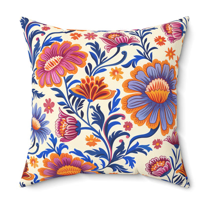 Regal Blossom Square Throw Pillow - Spun Polyester - Double-Sided Print - Concealed Zipper - Available in 7 sizes