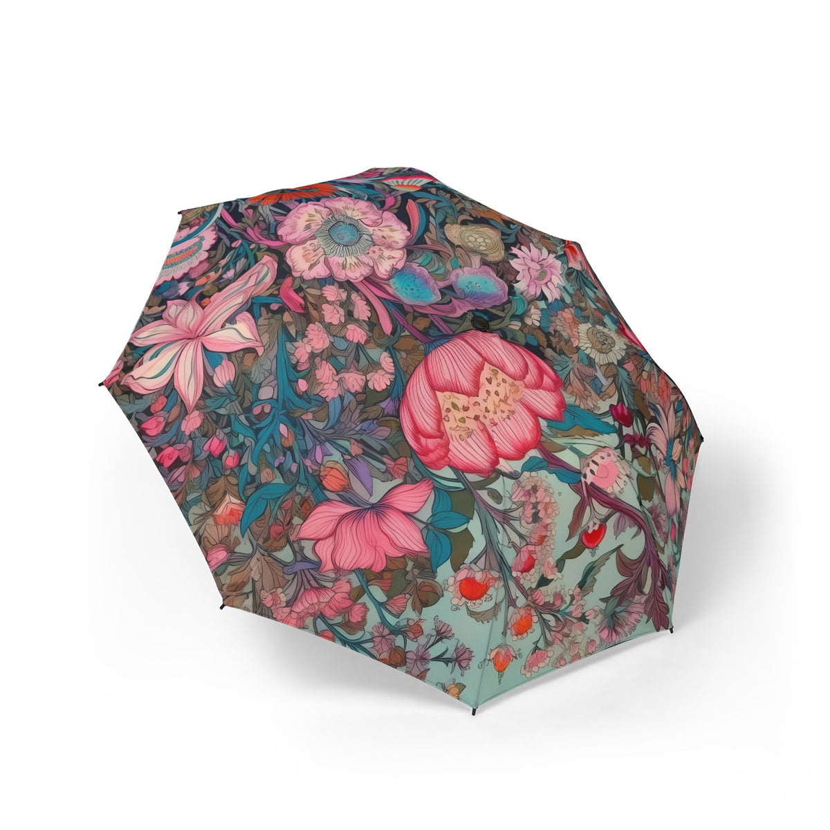 European Wildflowers Foldable Umbrella - Compact Semi-Automatic Travel Umbrella