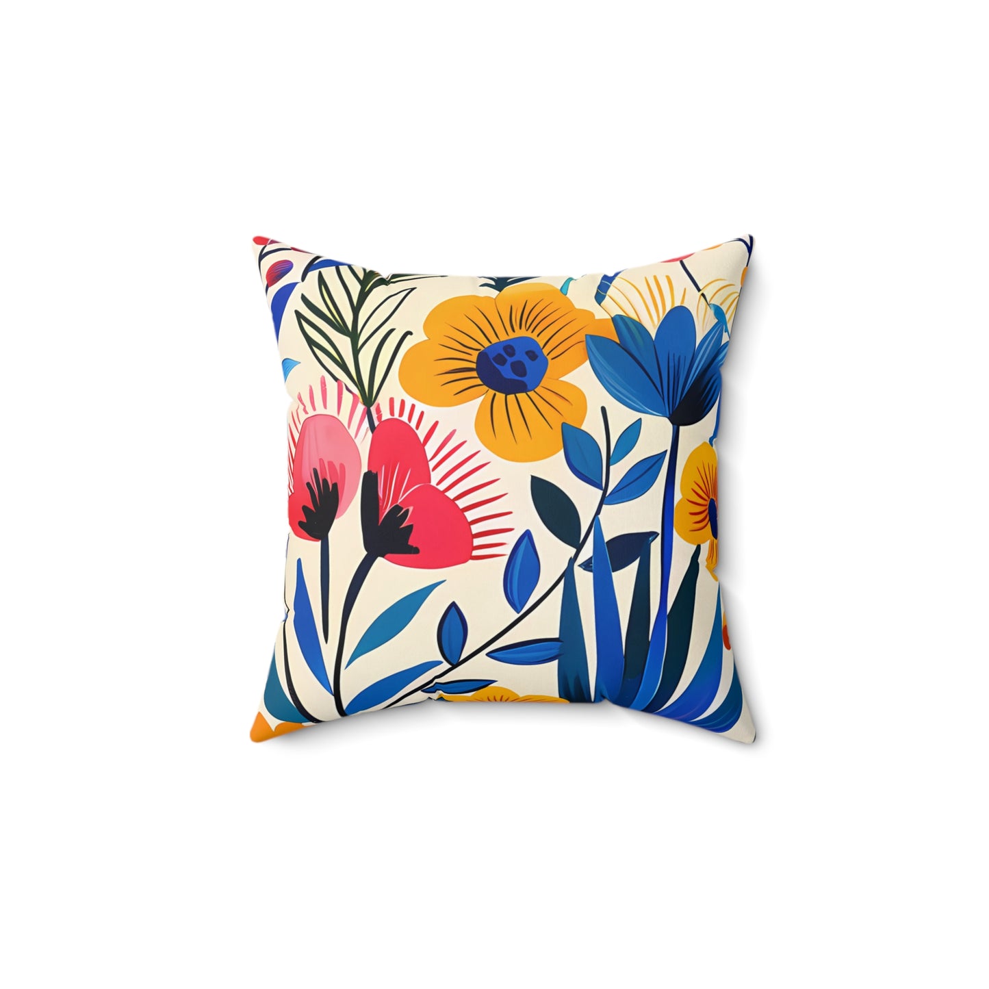 Happy Heartfelt Blooms Square Throw Pillow - Spun Polyester - Double-Sided Print - Concealed Zipper - Available in 4 sizes