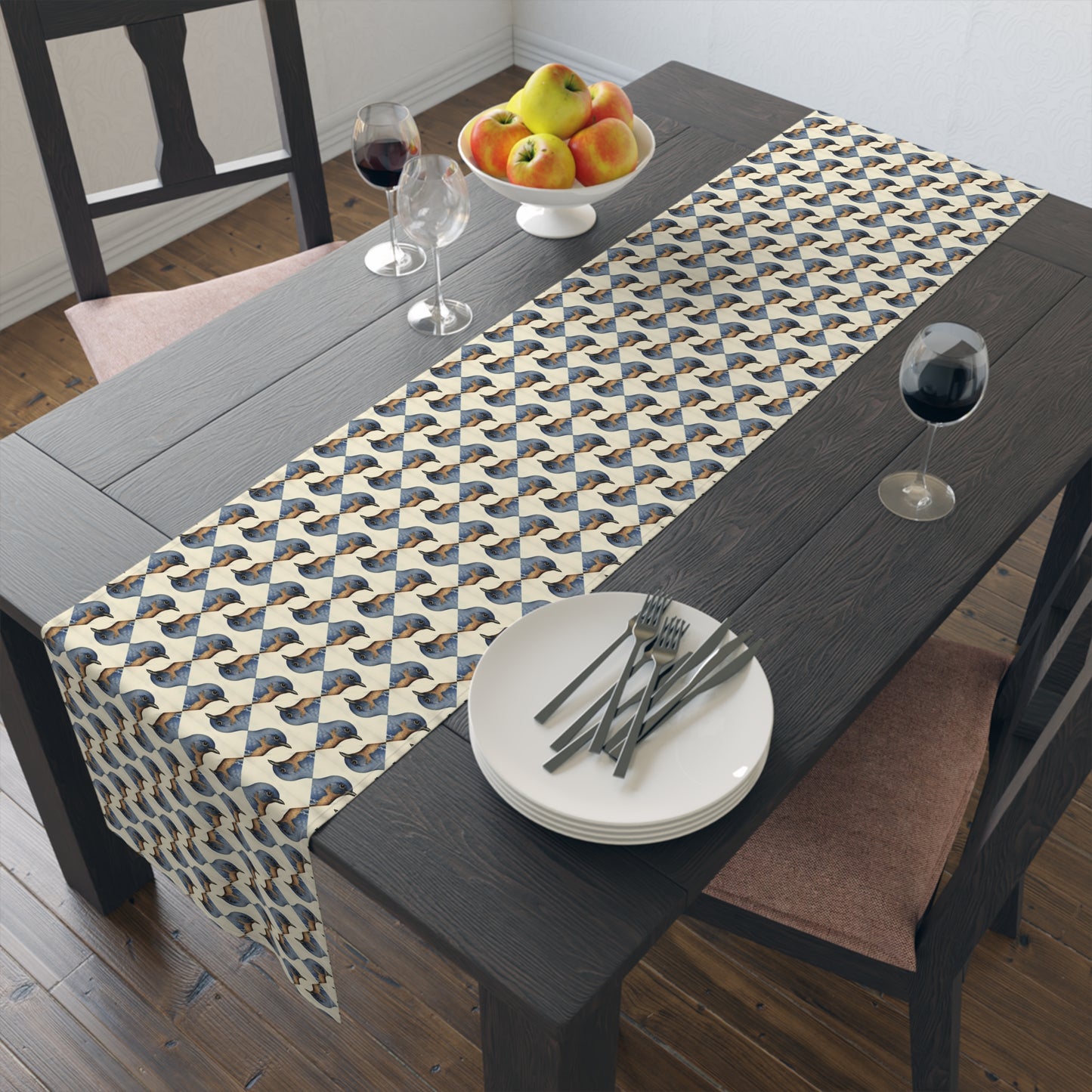 Bird Lover Table Runner - Cotton Twill - Available in 2 sizes: 16" x 72" and 16" x 90".