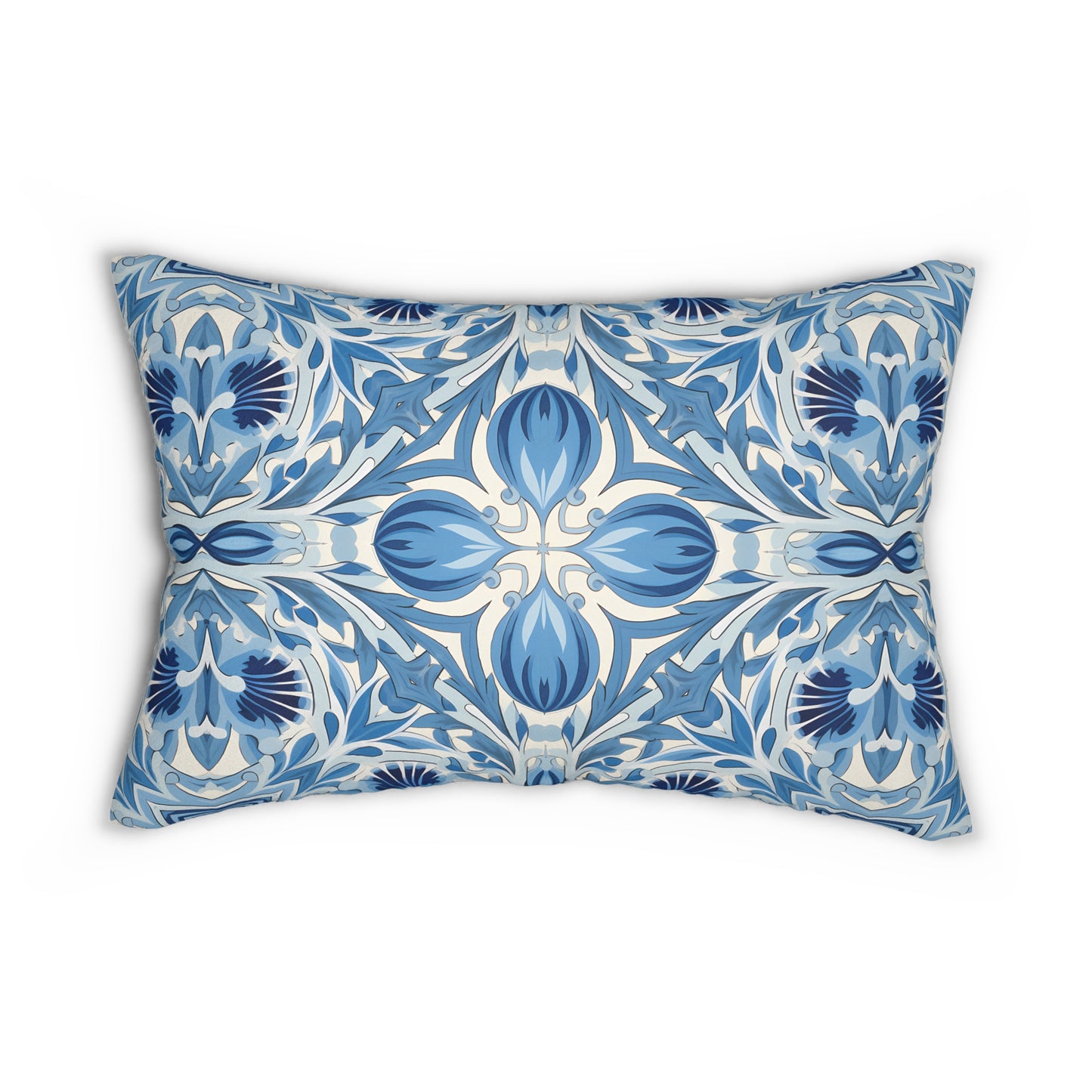 Dutch Blue Tile Lumbar Pillow - Spun Polyester - Double-Sided Print - Concealed Zipper - 20" x 14"