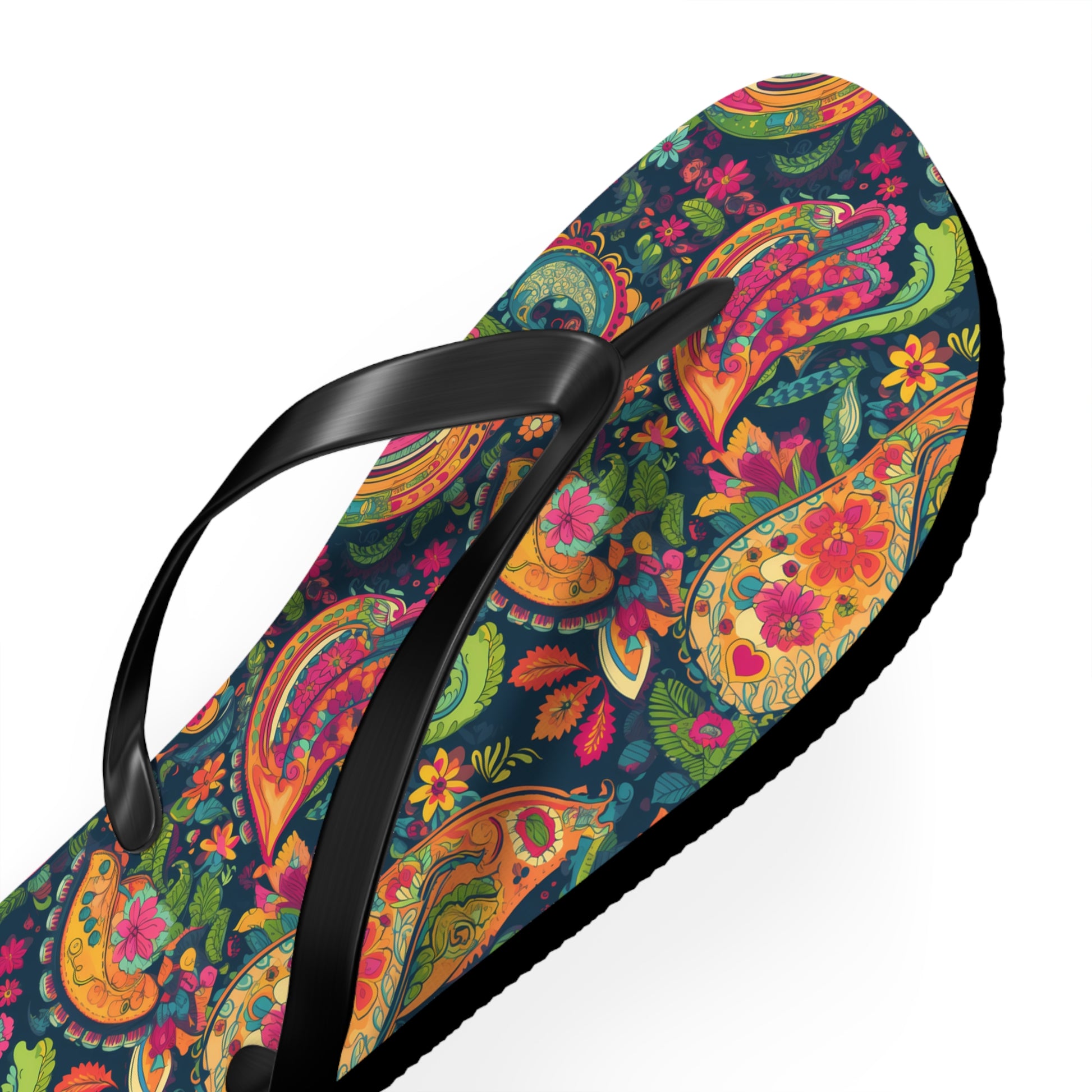 Psychedelic Paisley Party Flip Flops. 5/8" Thick Comfortable Summer or Winter Gym/Sauna Footwear for Men and Women.