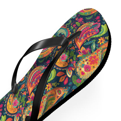 Psychedelic Paisley Party Flip Flops. 5/8" Thick Comfortable Summer or Winter Gym/Sauna Footwear for Men and Women.