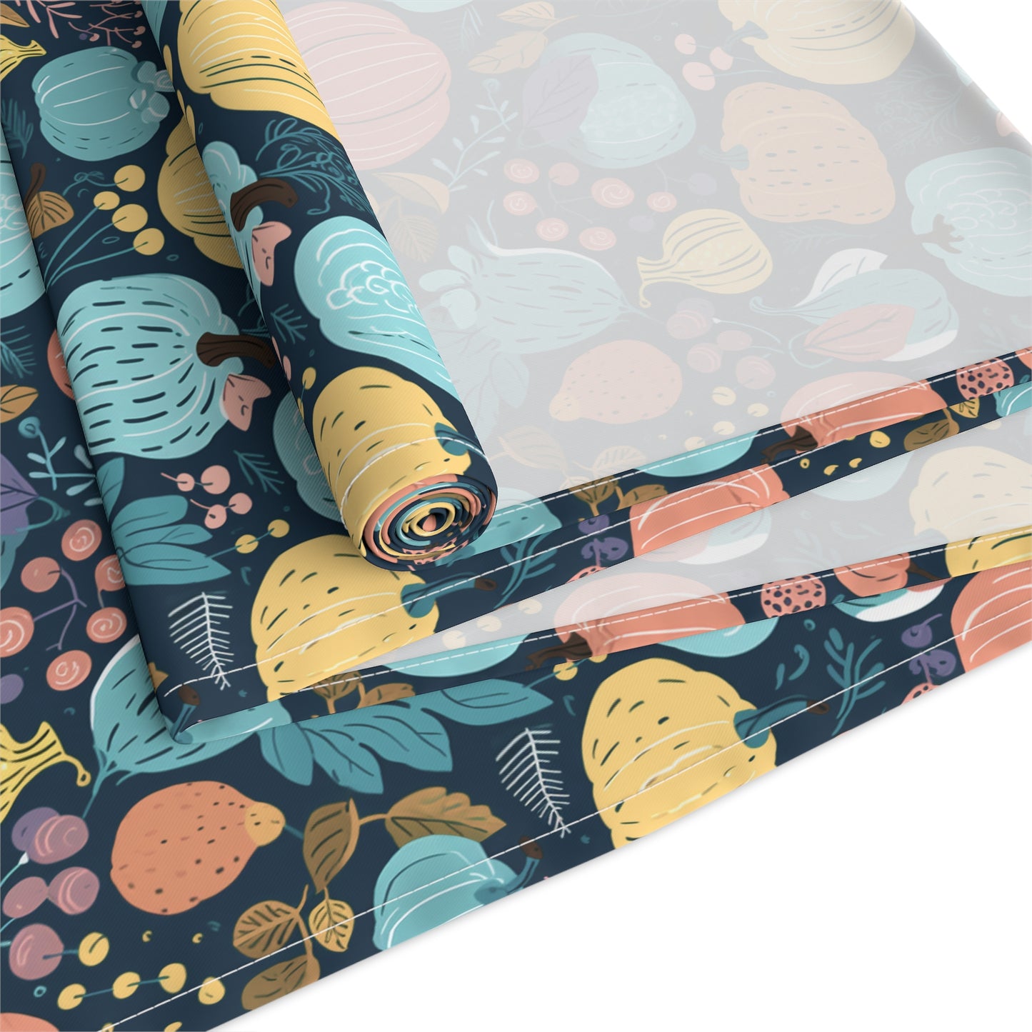 Fall Pumpkin Dance Table Runner - Cotton Twill - Available in 2 sizes: 16" x 72" and 16" x 90".