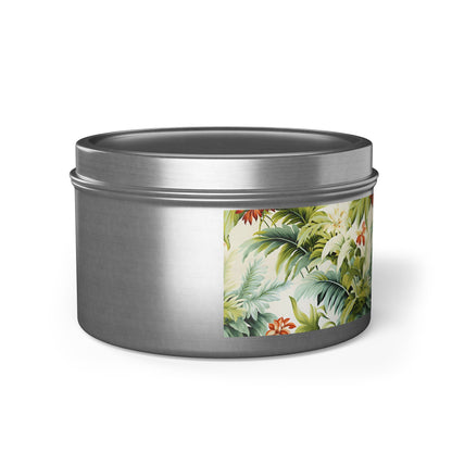 Tropical St. Lucia Palms Tin Candle. Island Serenity To Go. Available in 2 sizes, 3 finishes, and 5 scents.