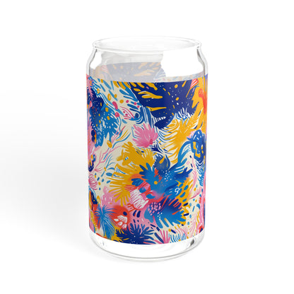 Splatter Blossom Sipper Glass Tumbler - 16 oz - Sip a Splash of Color with Splatter Blossom!