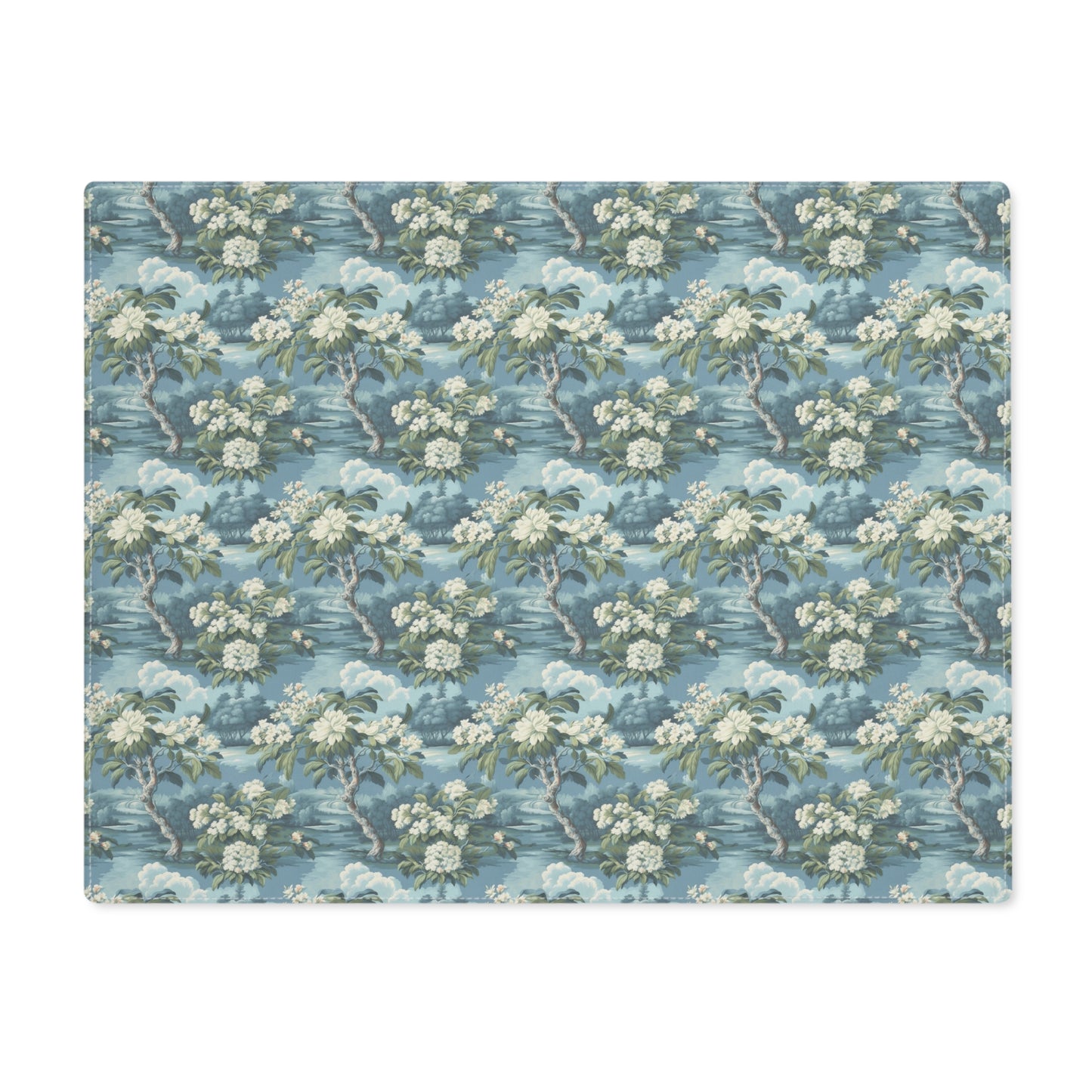 Vintage Floral Blue Botanical Placemat - 18" x 14".