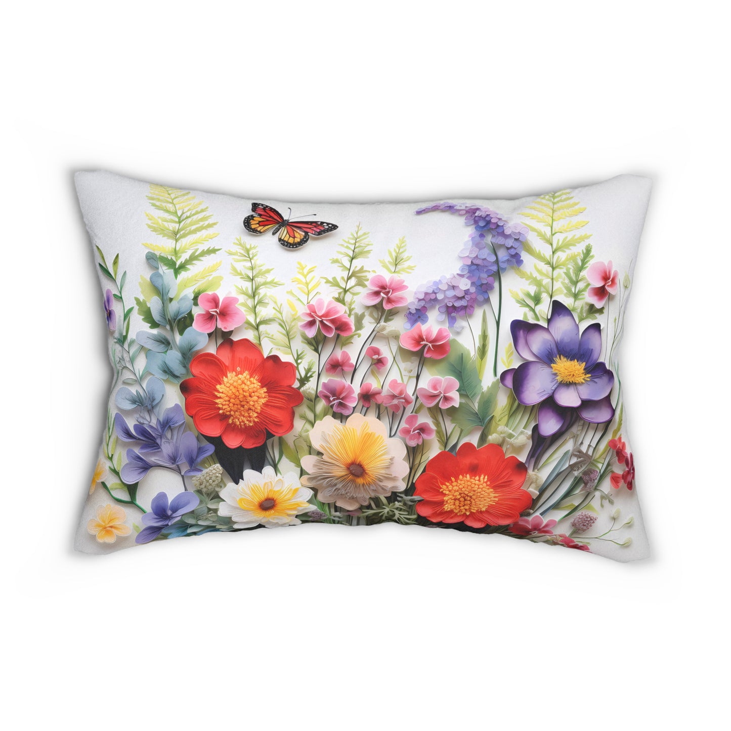 Serene Sunlit Meadow Lumbar Pillow - Spun Polyester - Double-Sided Print - Concealed Zipper - 20 x 14