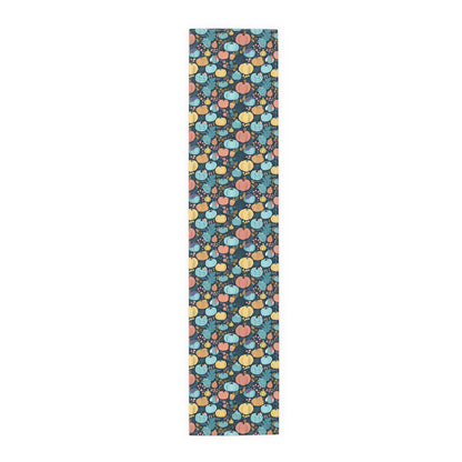 Fall Pumpkin Dance Table Runner - Cotton Twill - Available in 2 sizes: 16" x 72" and 16" x 90".