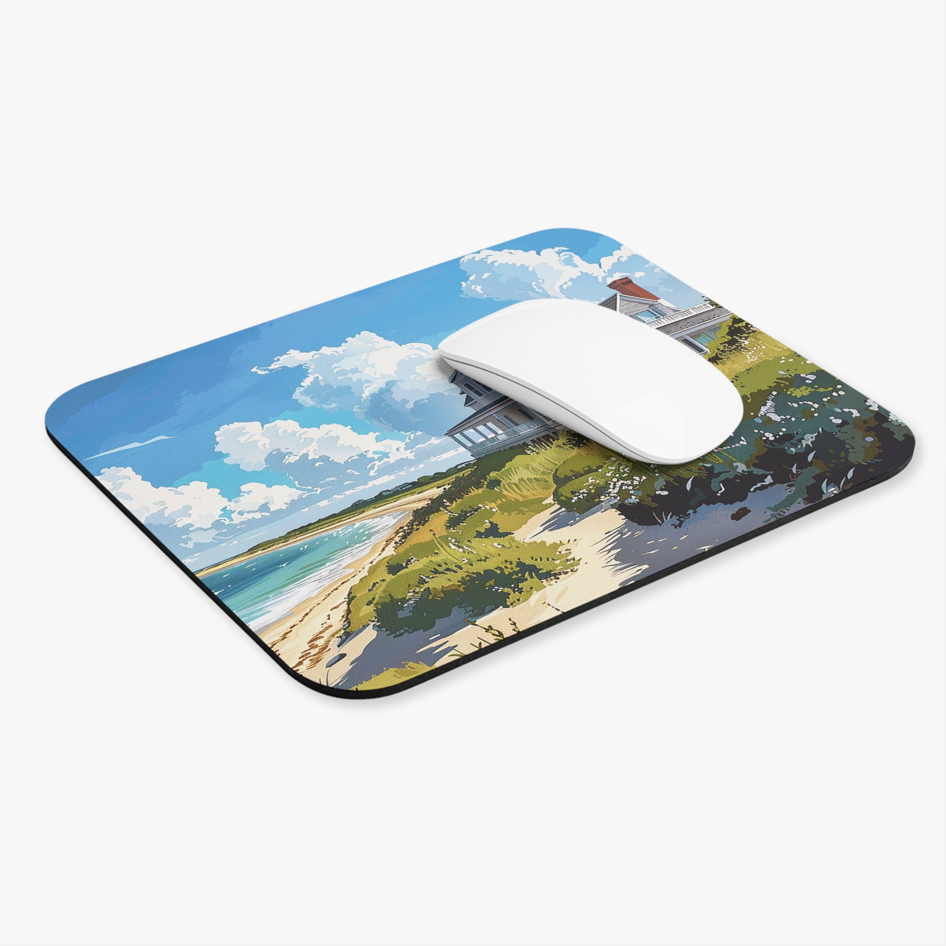Nantucket Beach House Mouse Pad - Bring Coastal Calm to Your Desk With Nantucket Beach House!