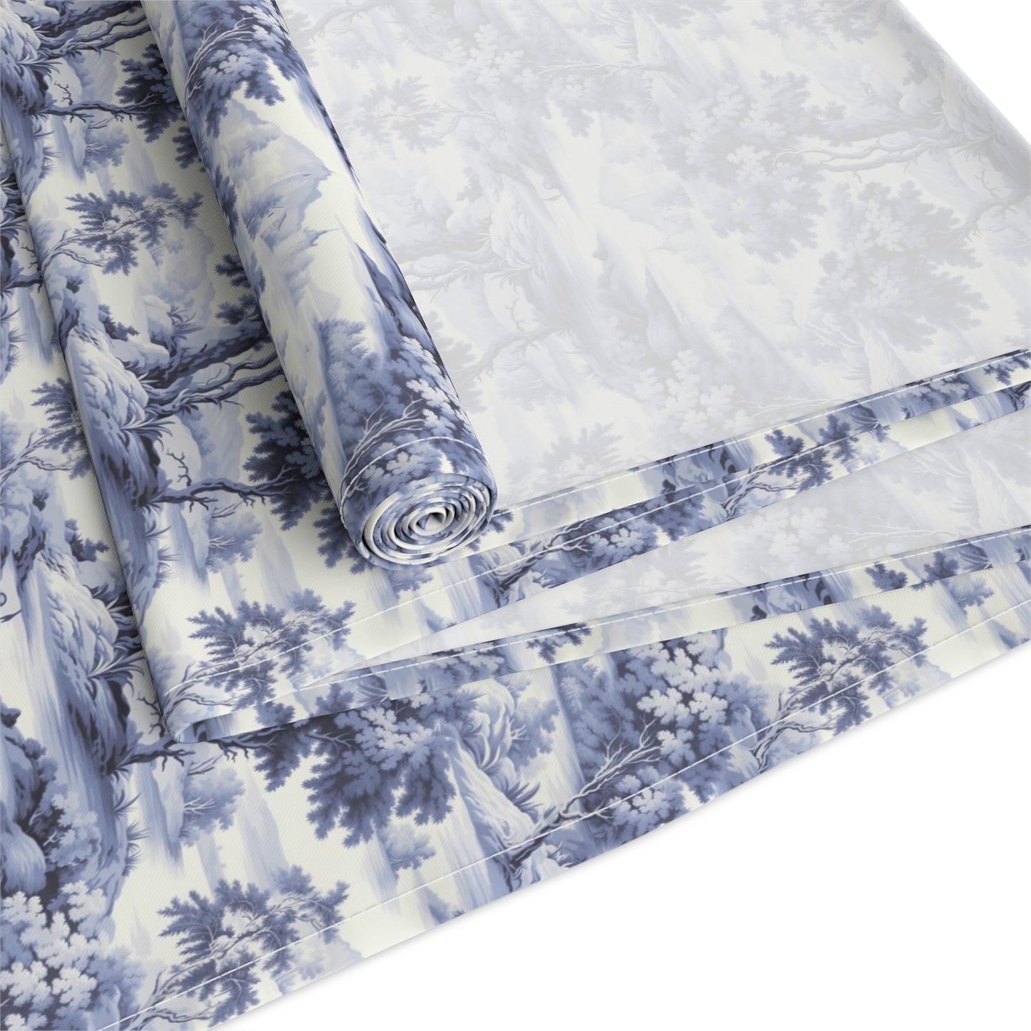 Blue & White English Countryside Table Runner - Cotton Twill - Available in 2 sizes: 16" x 72" and 16" x 90".