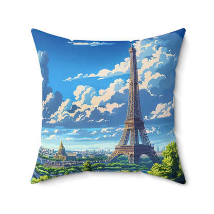 Parisian Eiffel Tower Dreamscape Square Throw Pillow - Spun Polyester - Double-Sided Print - Concealed Zipper - Available in 7 sizes
