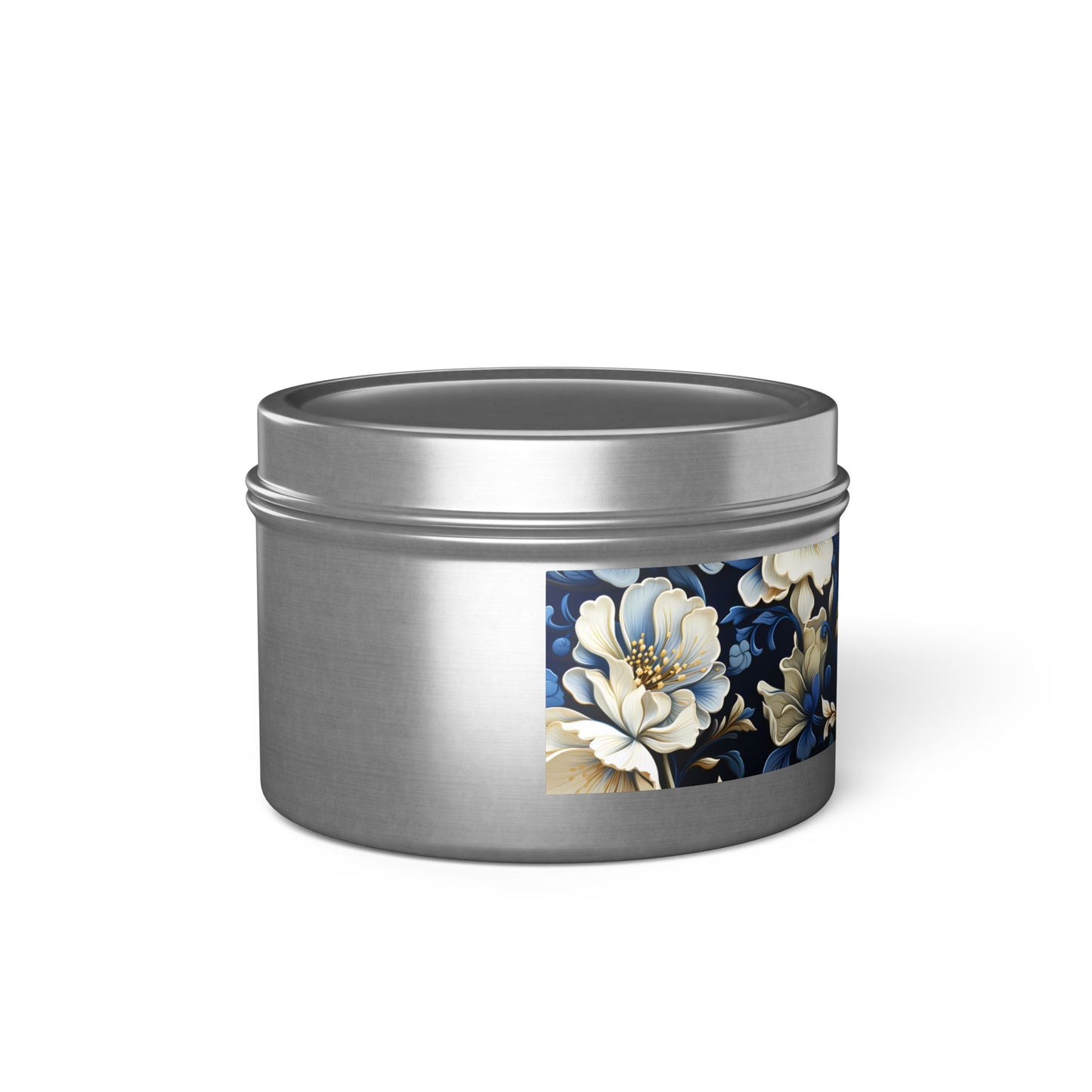 Whitman Floral Tin Candle. A Poet's Garden in a Tin. Available in 2 sizes, 3 finishes, and 5 scents.