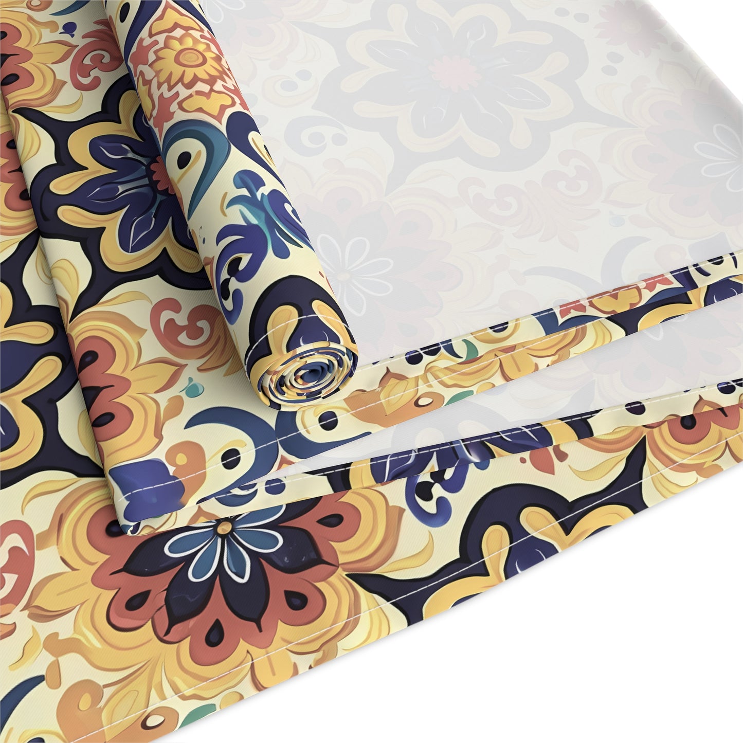 Majorcan Mosaic Splendor Table Runner - Cotton Twill - Available in 2 sizes: 16" x 72" and 16" x 90".