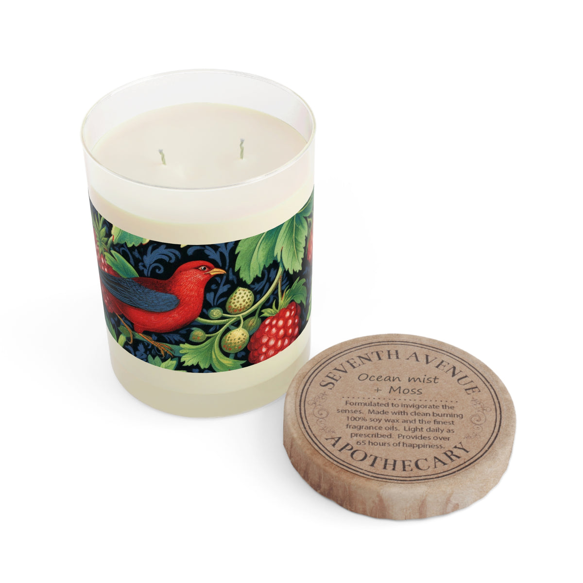 Bluebird & Strawberry 100% Soy Wax Scented Candle - 11 oz. Full-Glass, Phthalate-Free & Lead-Free - Three Fragrance Options