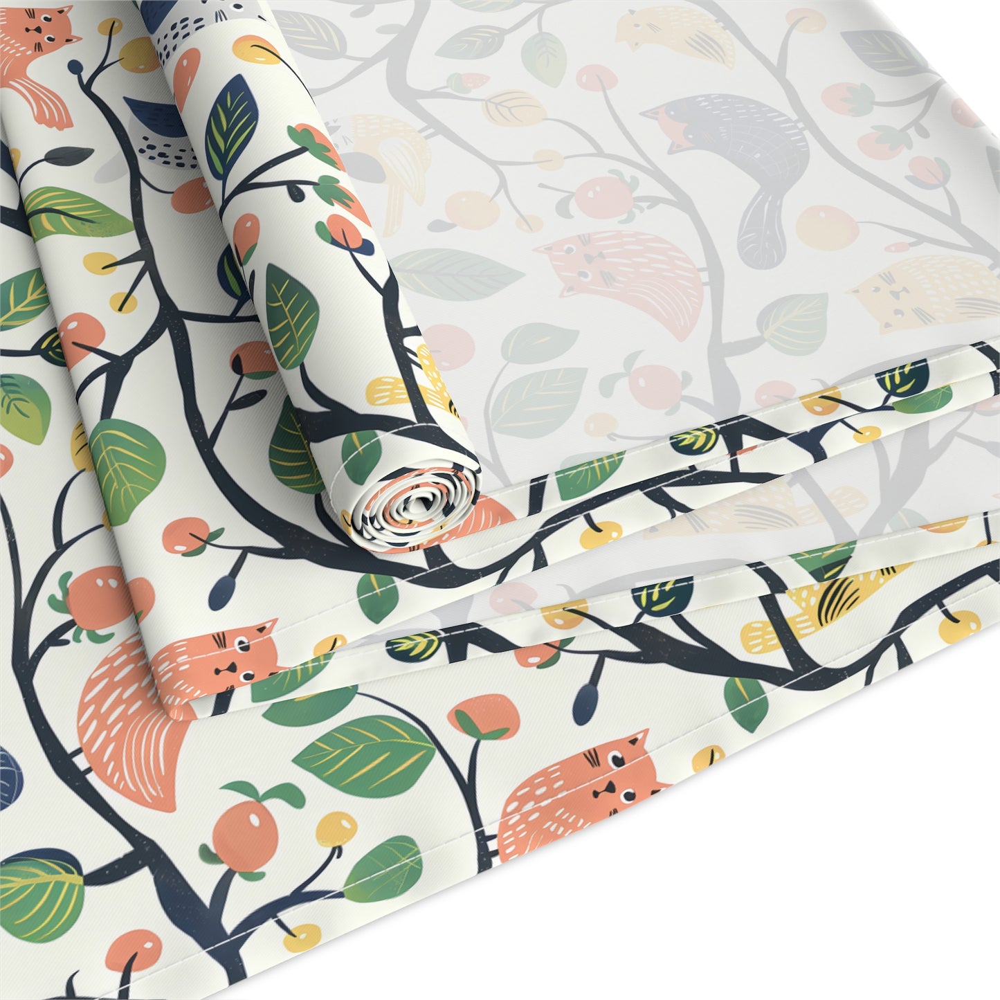Catbird Tree Designer Table Runner - Cotton Twill - Available in 2 sizes: 16" x 72" and 16" x 90".