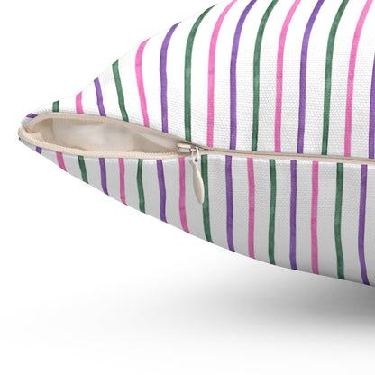 Sorbet Stripe Square Throw Pillow - Spun Polyester - Double-Sided Print - Concealed Zipper - Available in 4 sizes