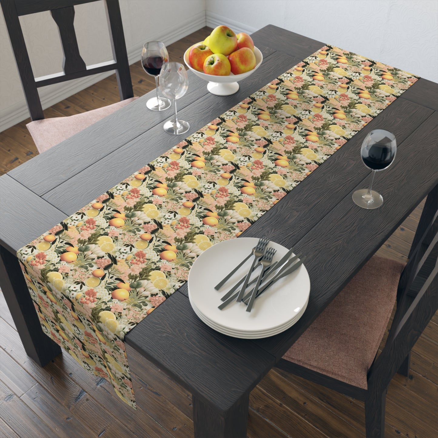 Old World Citrus Delight Table Runner - Cotton Twill - Available in 2 sizes: 16" x 72" and 16" x 90".