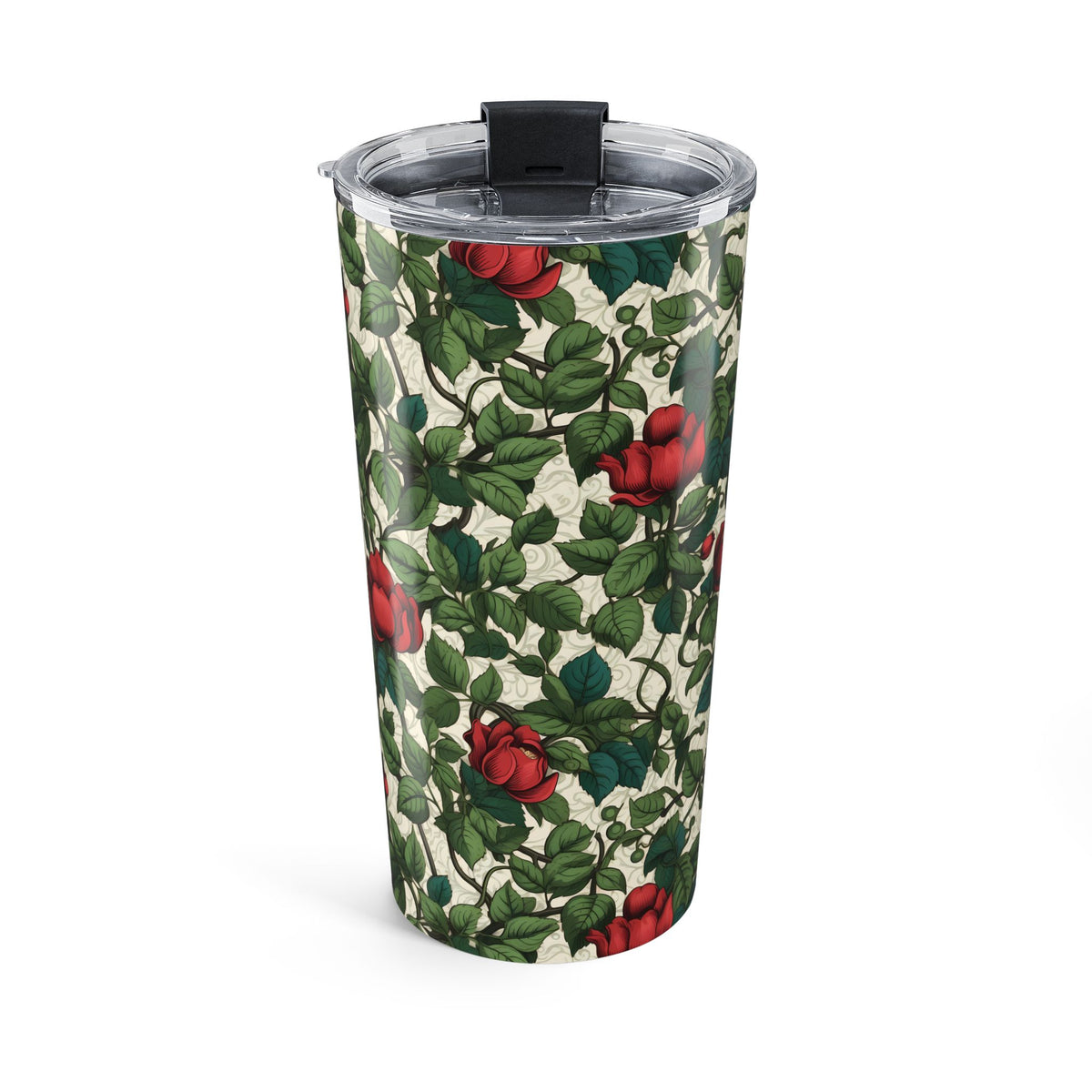 Classic Red Rose & Vine Insulated Tumbler - 20 oz. Stainless Steel, Glossy Finish