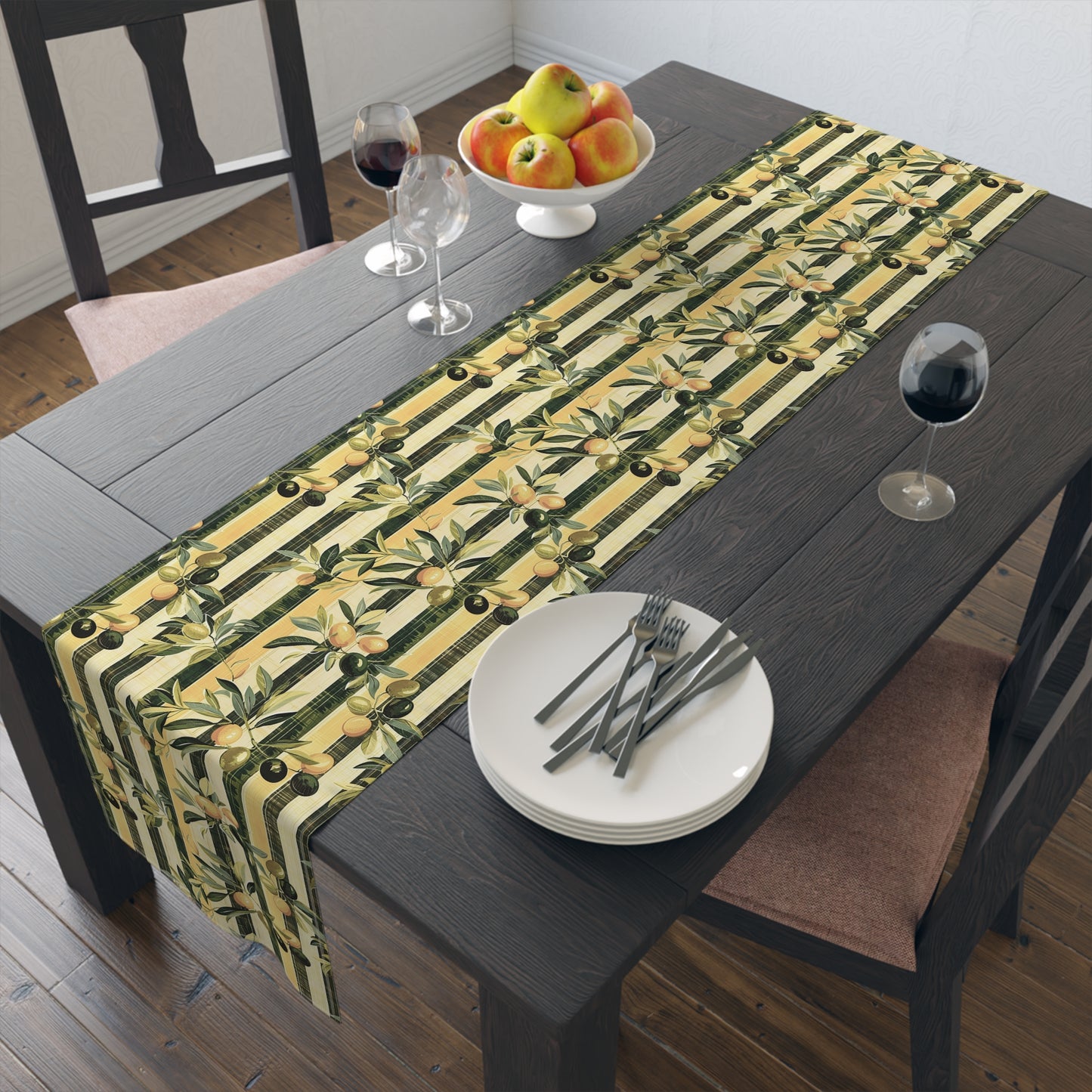 Golden Olive Grove Table Runner - Cotton Twill - Available in 2 sizes: 16" x 72" and 16" x 90".