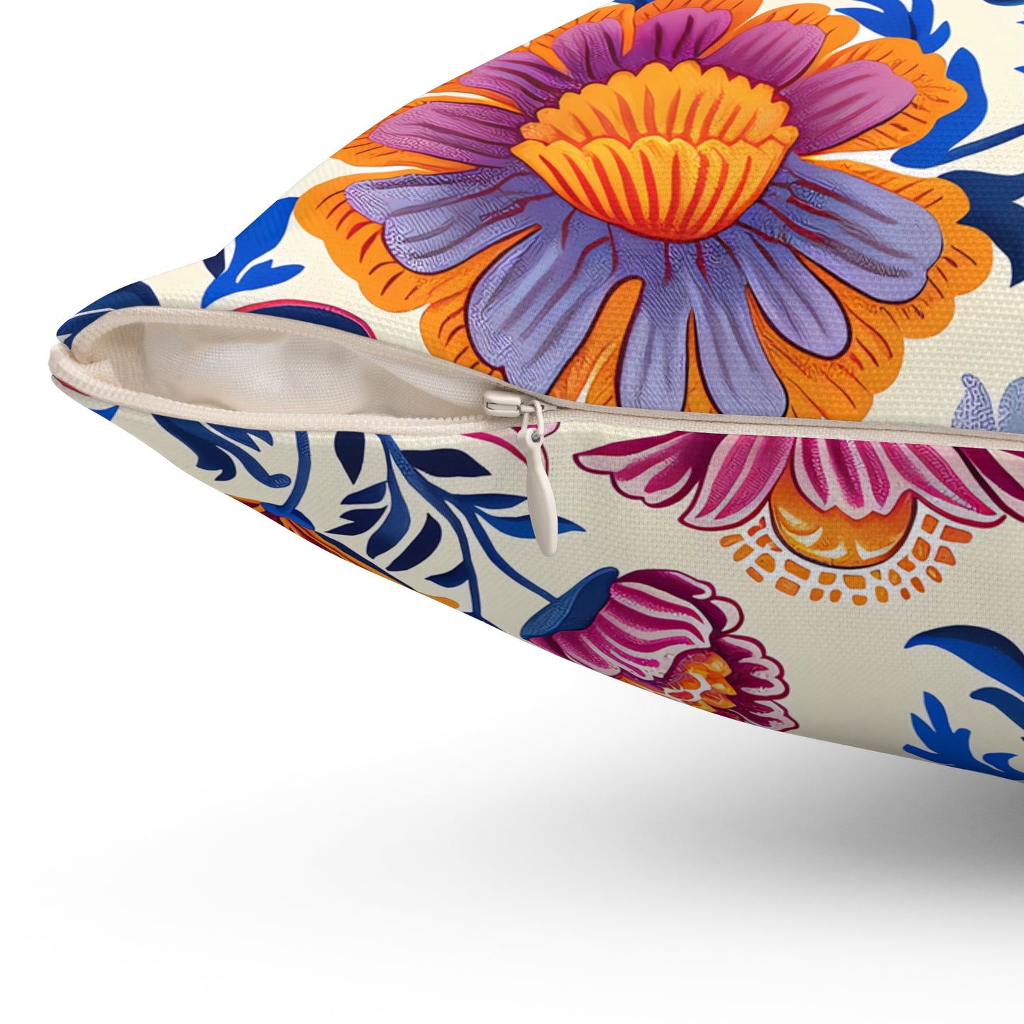 Regal Blossom Square Throw Pillow - Spun Polyester - Double-Sided Print - Concealed Zipper - Available in 7 sizes