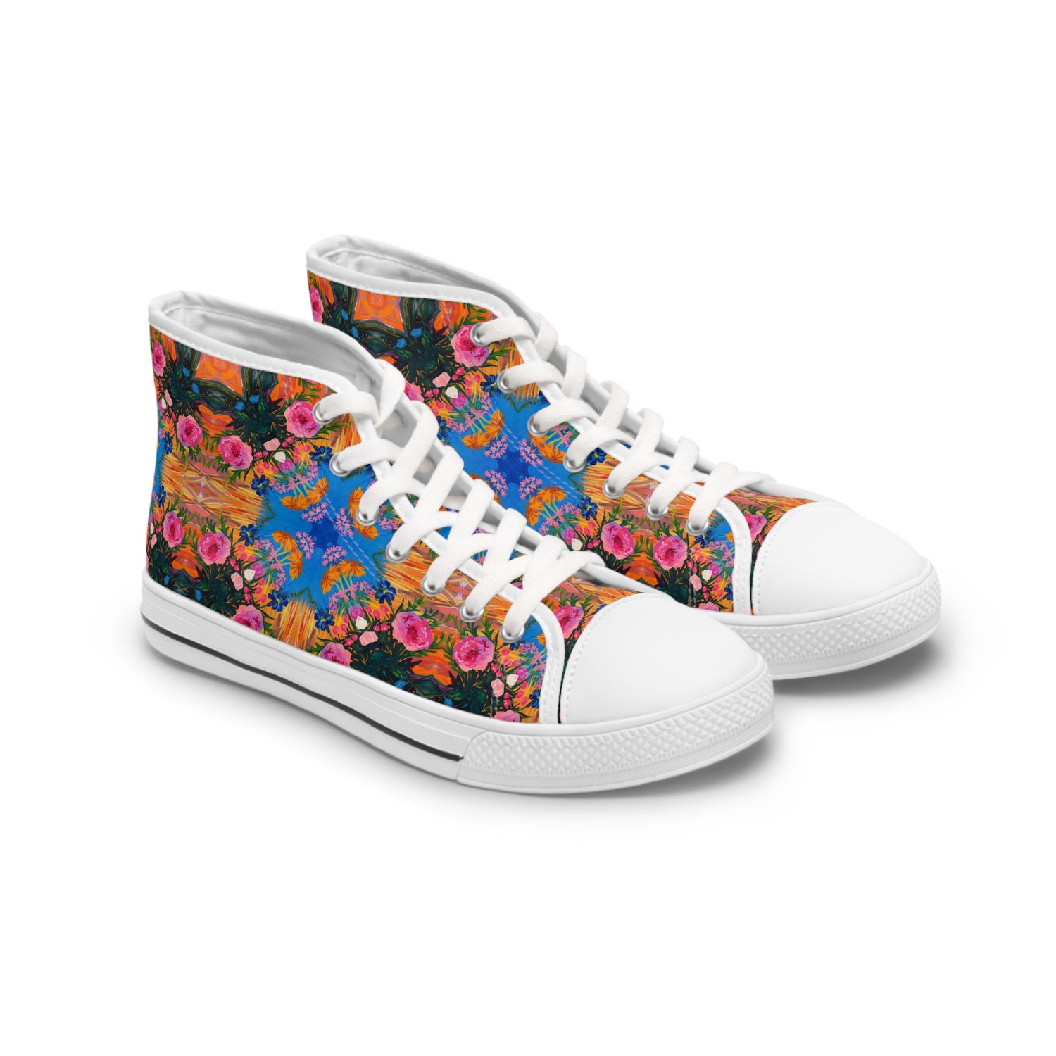 GeoGarden Ladies' High Top Sneakers - Modern Flair with a Floral Twist!