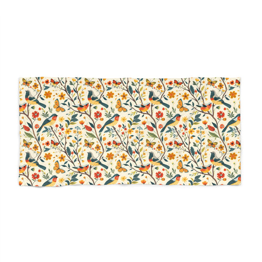 Tree Birds Luxurious Beach Towel - Available in 2 sizes.